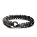 Retro snake scale pattern stainless steel men's bracelet with diamond-set accents - Vintage Snake Scale Style (KB129153)-18cm / Steel