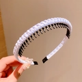 Light purple woven fabric headband with non-slip inner teeth for girls hair styling - Light Blue