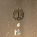 Detailed Tree of Life suncatcher showing crystal beads and rainbow light refraction - Tree of Life / 42cm