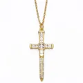 Collana con pendente a croce dorata con zirconi cubici scintillanti su catena a O - B-Croce
