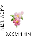 Pink floral embroidery patch with dimensions 4.4cm by 3.6cm on white background - No.18 (Pink Peach Blossom)