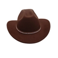 Brown felt Western cowboy hat featuring a sparkling purple rhinestone decorative band - Coffee
