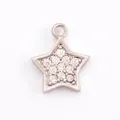 Silver plated star pendant with sparkling pavé zircons for DIY jewelry making - Pentagram Charm / M602460-White Gold