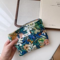Make-up-Tasche aus Baumwolle mit Blumenmuster, Reißverschluss und Stoffetikett - Kleine Auffrischungstasche
