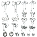 Colgantes de lazo hueco en plata con diseños variados para crear joyas DIY - Set Mix 20 pzs Lazo Plata Antigua
