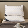 Set of 2 white hotel pillows with diamond quilted patterns and dark blue piping - 48*74cm (Low 550g) / White Rhombus Single Edge
