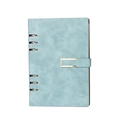 A5 light blue PU leather binder notebook with 6-ring metal binder and gold buckle - Sky Blue