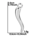 Pendentif piment en acier inoxydable argenté poli avec dimensions de 2,0 cm et 0,6 cm - Couleur Acier