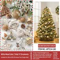 57-piece white wood Christmas tree ornament set with stars and festive engravings - 180cm Christmas Tree Accessory Pack / White Wood Color