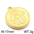 Golden Hamsa hand 17mm round pendant necklace charm with heart detail in retro style - Gold Hamsa Hand 17mm (KLJ5702-Z)