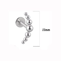 Silver stainless steel labret stud featuring a graduated seven-bead cluster design, 11mm height - Gradient Seven-Bead Style (20 silver) / 1.2*8mm / Silver