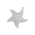 Detailed view of silver starfish pendant with shimmering cubic zirconia micro-inlay - Platinum White Zirconia
