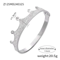 Bracciale rigido a corona d'argento con strass scintillanti dal design geometrico vintage - Bracciale Rigido Argentato a Forma di Corona (Z125)