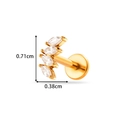 Gold finish surgical steel cartilage stud with four marquise-cut white zircons - Golden Curved Marquise Style (2614-7# Gold)