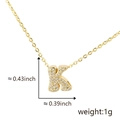 Golden necklace with letter K pendant and micro-pave crystals, weight 1g, 0.43 inch height - Gold Letter-K