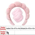 Pink plush spa headband and wristbands set made of soft flannel for facial washing - 21# 3PCS Gold Velvet Light Pink Set Headband & Wristbands