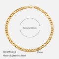 Golden 10mm wide stainless steel Figaro chain necklace with a length of 500mm - 10mm-50cm / Gold