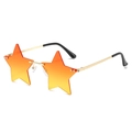 Star-shaped rimless sunglasses with orange-yellow gradient lenses and gold frames - Gold Frame Orange Yellow Gradient Lens