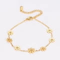 Elegant gold stainless steel sunflower link bracelet with adjustable lobster clasp - Gold Bracelet