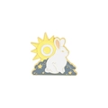 Cute white bunny enamel pin with golden sun and blue clouds for kids and bags - Sun and White Rabbit (XZ4204)