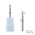 Trapezoidal diamond nail drill bit with blue ring and dimensions on white base - Small UFO PG-19