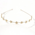 Elegant gold metal double-layer headband with textured star charms for women - Single Layer Star / Gold