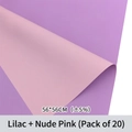 Two-tone lilac and nude pink flower wrapping paper, 20 sheets pack, 56x56cm size - Lilac + Nude Pink