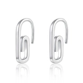 Minimalist silver paperclip earrings with polished metal finish in a modern industrial style - Paperclip Design Earrings
