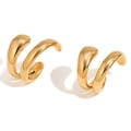 Minimalist double layer gold plated ear cuffs with polished 18K finish for women - Gold