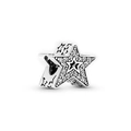 Star-shaped silver charm with sparkling crystals and side star cut-outs for DIY bracelets - Star Shape Pave Bead (#20)