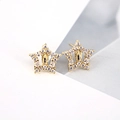 Vintage goldene Sternohrringe mit Zirkonia-Mikropavé und Maria-Ikonen-Detail - Stern Jungfrau Maria Stil (E10801-1)