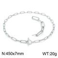 Silver OT buckle square chain necklace in stainless steel, 450mm length and 7mm width - Silver Necklace (45cm)