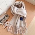 Écharpe classique en laine beige et marron clair à carreaux avec franges élégantes - Standard Anglais-27# Petit Quadrillage Beige