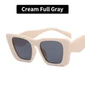 Beige oversized square sunglasses with dark grey lenses and chunky retro frame - Beige / Grey Lenses