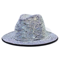 Classic black jazz fedora hat fully covered with colorful sparkling rhinestones - M (56-58cm) / Colorful Zirconia
