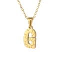 Minimalist 18K gold stainless steel letter G pendant necklace with stone texture finish - Letter G / Gold