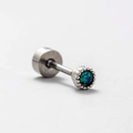 Tragus-Ohrstecker aus Titanstahl mit blauem Opal-Inlay und silberner Schraubkappe - Blauer Opal Stil (A40-1#)