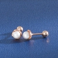 Minimalist 925 silver mini pearl screw back earrings in elegant rose gold finish - Style 2 / Rose Gold