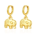 Minimalist pair of 18K gold plated stainless steel hoop earrings with small elephant pendants - Elephant (MS-668) / 2.0*8 / Gold