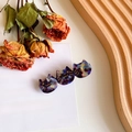 Three linked purple marble acetate cat hair clips with golden whiskers for hair styling - 6.3cm / Iridescent Deep Purple