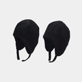 Cappelli aviatore in velluto a coste e pile nero con paraorecchie per l'inverno - M (56-58cm) / Nero