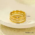 Detail view of 18K gold multilayer ring with precise measurements and weight specs - Multi-layer Three-in-One