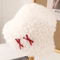 Weißer Teddy-Fischerhut mit roten gepunkteten Schleifen für einen süßen Herbstlook - M (56-58cm) / Weiß