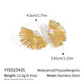 Macro detail of gold sunburst earrings with zircon, showing 4.5cm length and weight dimensions - Gold Sun Ray Design (YYE025435)