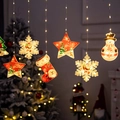 Warm white LED Christmas window curtain lights with snowflakes and festive hanging charms - Christmas Mixed Elements String Lights