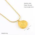 Octagram star compass pendant necklace in 18k gold plated stainless steel - Compass Star Disc Pendant (ZYG1620)