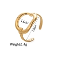 Close-up of golden geometric open ring with dimensions 1.5cm by 1.8cm and weight 1.4g - Style G (Hollow Oval)