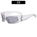 Y2K sporty wrap sunglasses with clear transparent frames and grey lenses C4 style - Translucent Grey Frame Light Grey Lens