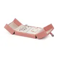 Pink velvet jewelry box with dual-flap opening showing ring slots and necklace hooks - Set Box / Pink
