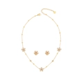 Golden flower jewelry set with sparkling clear crystals, necklace and earrings - Clear Zircon Flower Necklace and Stud Earrings Set (2#)